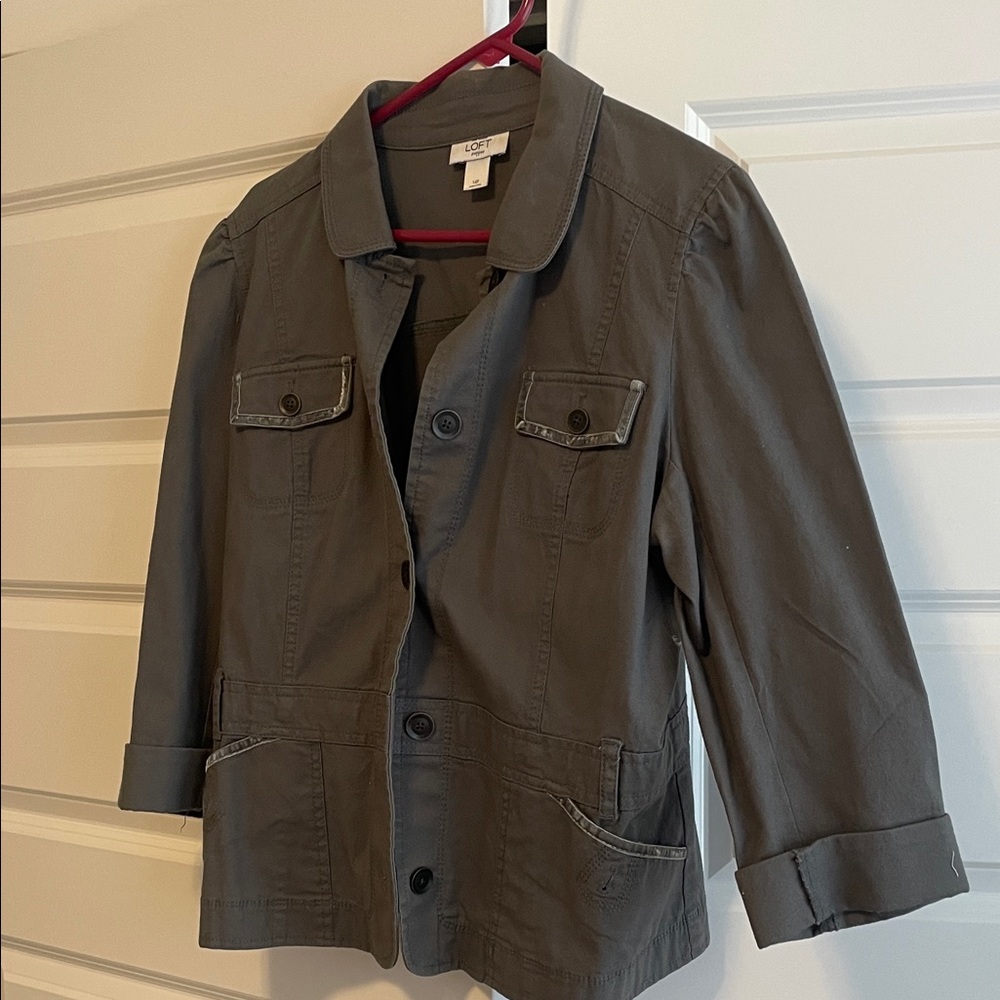 LOFT Charcoal Button-Up Jacket